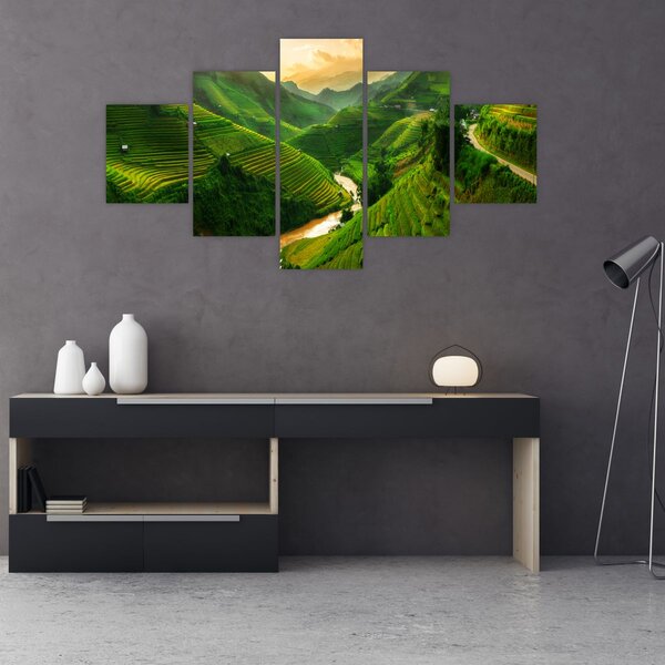 Obraz - Tarasy ryżowe Mu Cang Chai (125x70 cm)