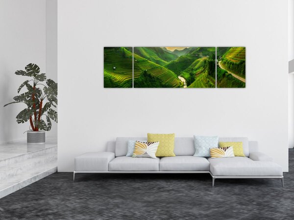 Obraz - Tarasy ryżowe Mu Cang Chai (170x50 cm)