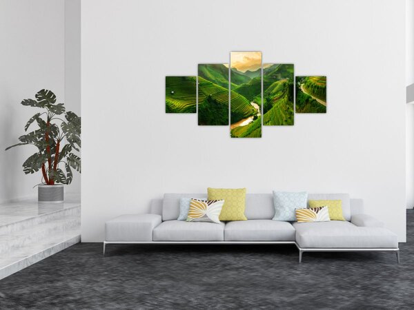 Obraz - Tarasy ryżowe Mu Cang Chai (125x70 cm)