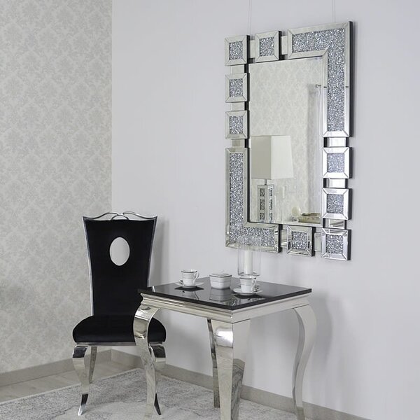 Srebrne lustro glamour prostokątne 80x120 cm M-0516