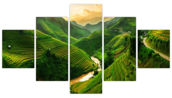 Obraz - Tarasy ryżowe Mu Cang Chai (125x70 cm)