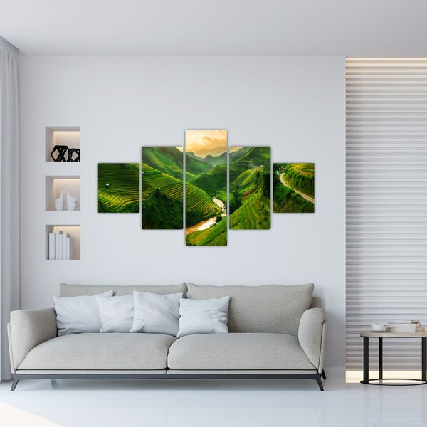Obraz - Tarasy ryżowe Mu Cang Chai (125x70 cm)