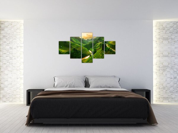 Obraz - Tarasy ryżowe Mu Cang Chai (125x70 cm)