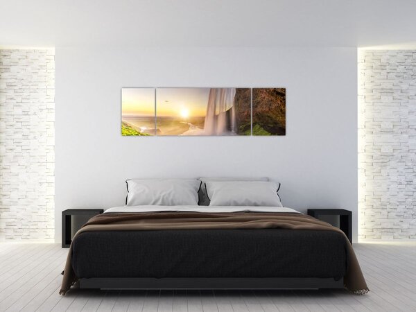 Obraz - Seljalandsfoss od tyłu jaskini (170x50 cm)