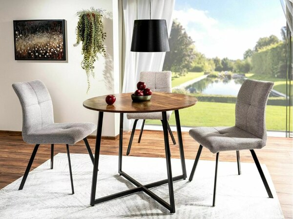 PROMOCJA Okrągły stół jadalniany LUNA 90 cm, rustykalny brąz II. jakość