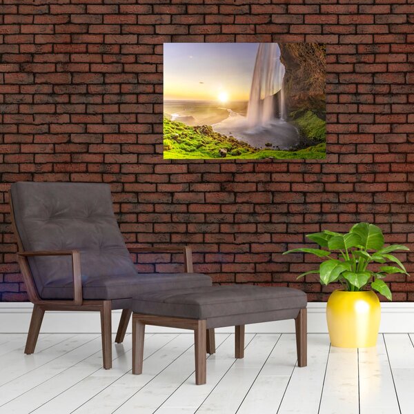 Obraz - Seljalandsfoss od tyłu jaskini (70x50 cm)