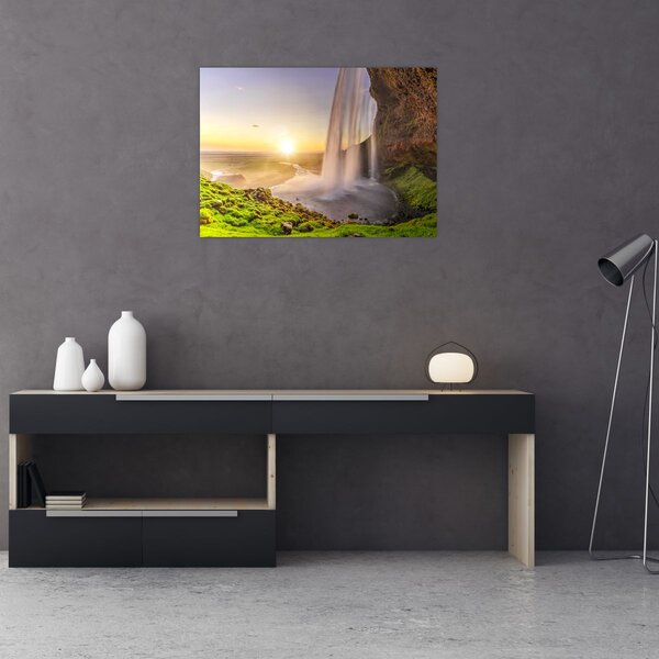 Obraz - Seljalandsfoss od tyłu jaskini (70x50 cm)