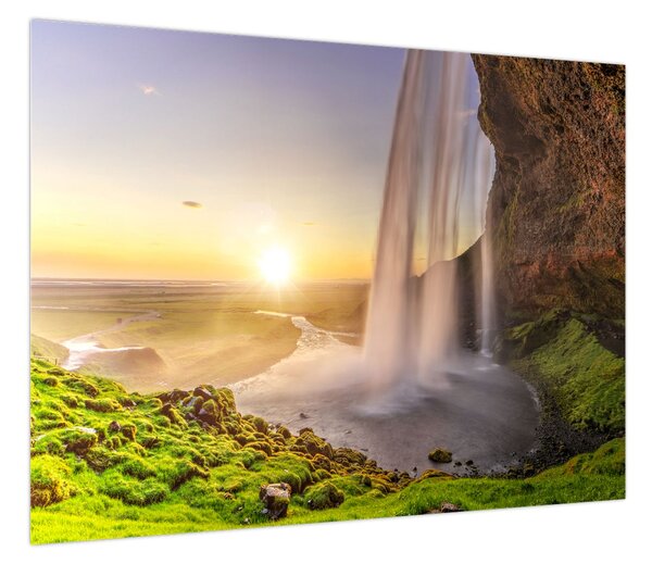 Obraz - Seljalandsfoss od tyłu jaskini (70x50 cm)