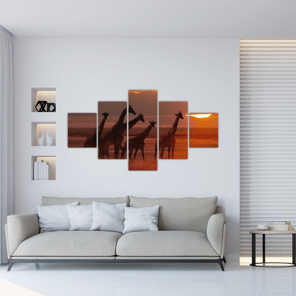 Obraz - Żyrafy na afrykańskiej sawannie (125x70 cm)