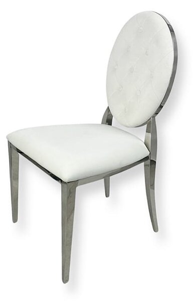 Krzesło Ludwik glamour White - nowoczesne krzesła pikowane guzikami