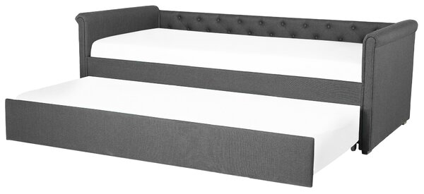 Rama łóżka wysuwanego z tkaniny ciemnoszare nowoczesne 90 x 200 cm Libourne Beliani