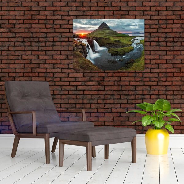 Obraz - Kirkjufell o zachodzie słońca (70x50 cm)