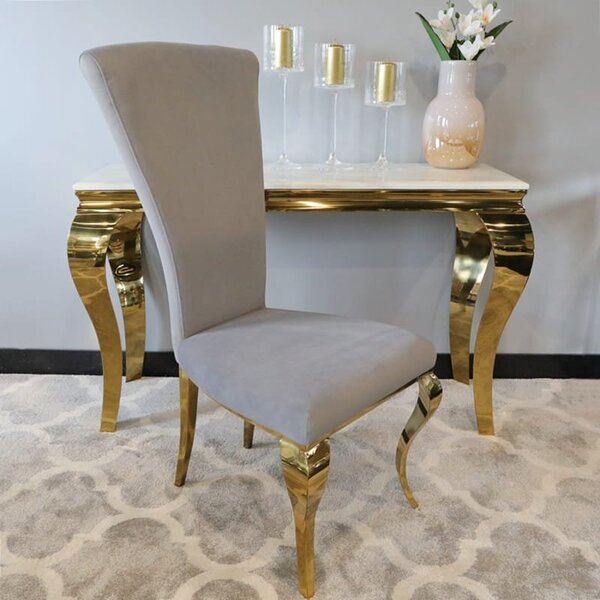 Krzesło glamour Ottavio Gold Dark Grey - złote krzesło tapicerowane szare