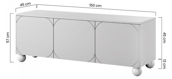 Szafka RTV trzydrzwiowa Sonatia II 150 cm na nogach kulach - kaszmir