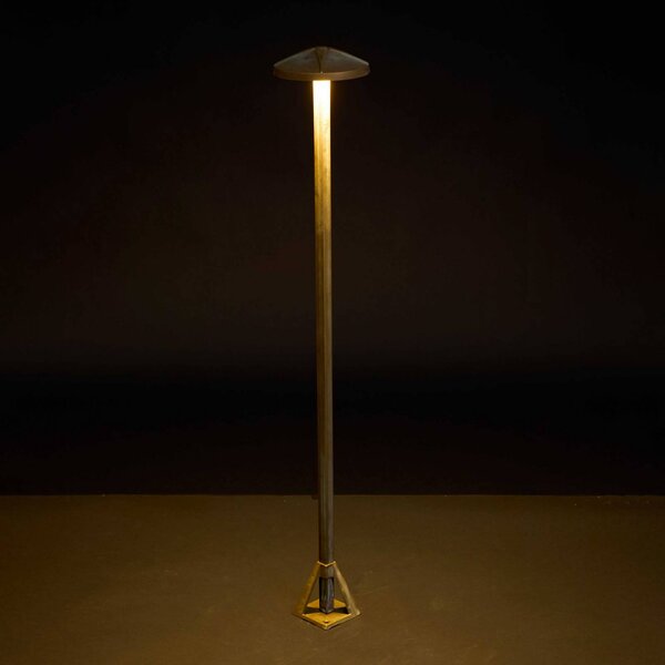 Moretti Luce Słupek oświetleniowy LED Aura Disk, brązowy / mosiężny, mosiądz, dworkowy / rustykalny