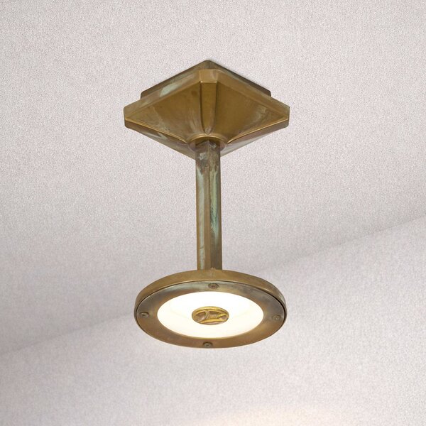 Moretti Luce Zewnętrzna lampa sufitowa zewnętrzna LED Aura Disk, wysokość 20 cm, mosiądz Disk, brązowy / mosiężny, mosiądz, dworkowy / rustykalny