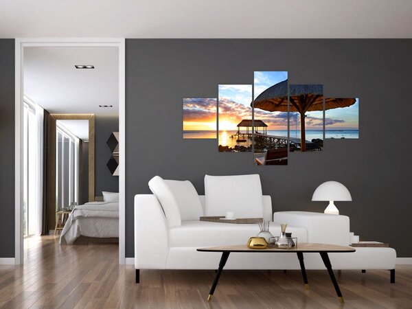 Obraz - Zachód słońca na Mauritiusie (125x70 cm)