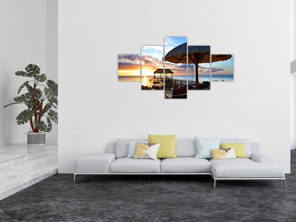 Obraz - Zachód słońca na Mauritiusie (125x70 cm)