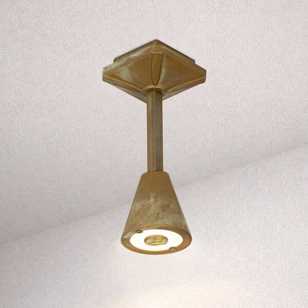 Moretti Luce Zewnętrzna lampa sufitowa zewnętrzna LED Silva Disk, wysokość 26 cm, mosiądz Disk, brązowy / mosiężny, mosiądz, dworkowy / rustykalny