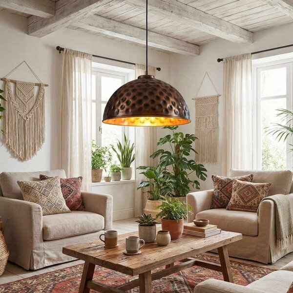 Lampa wisząca ECHO Opviq, możliwość ściemniania, miedziany, salon / jadalnia, metal