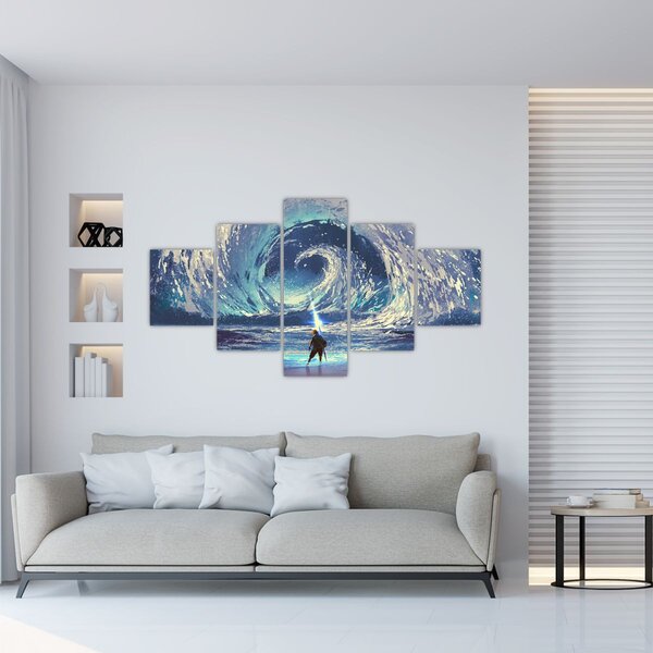 Obraz - Ilustracja przedstawiająca chłopca z włócznią (125x70 cm)