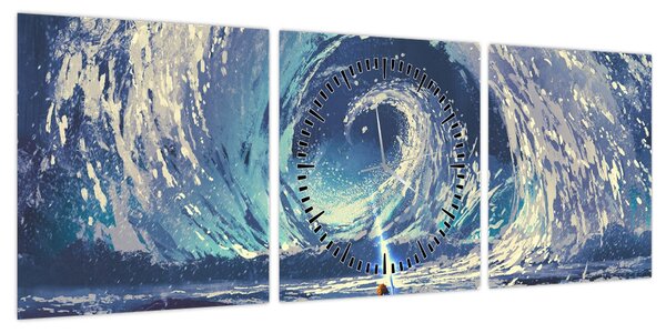 Obraz - Ilustracja przedstawiająca chłopca z włócznią (z zegarem) (90x30 cm)
