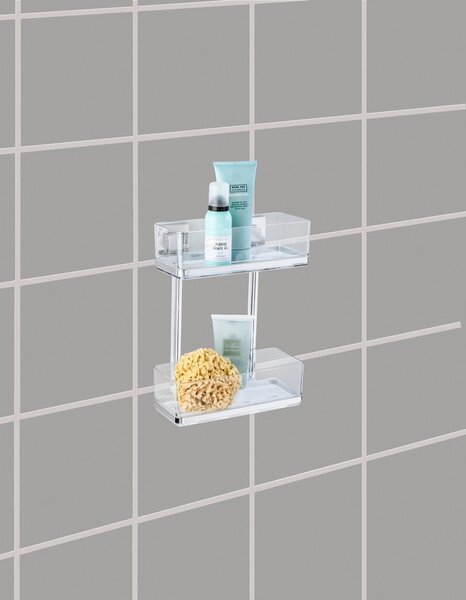 Półka dwupoziomowa z przyssawką Wenko Vacuum-Loc, 14x25,5 cm