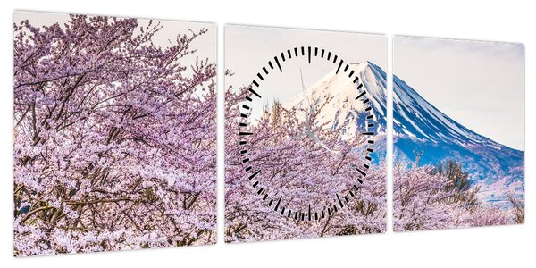 Obraz - Japonia wiosną (z zegarem) (90x30 cm)