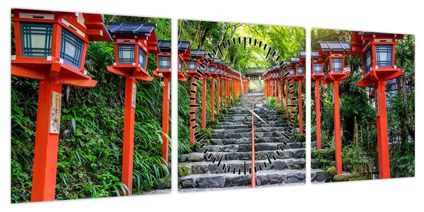 Obraz - Sanktuarium Kifune (z zegarem) (90x30 cm)