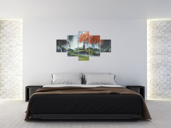 Obraz - Ilustracja przedstawiająca Ogród Mieczy (125x70 cm)