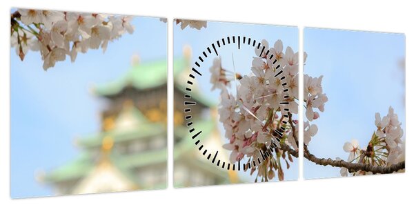 Obraz - Sakura (z zegarem) (90x30 cm)