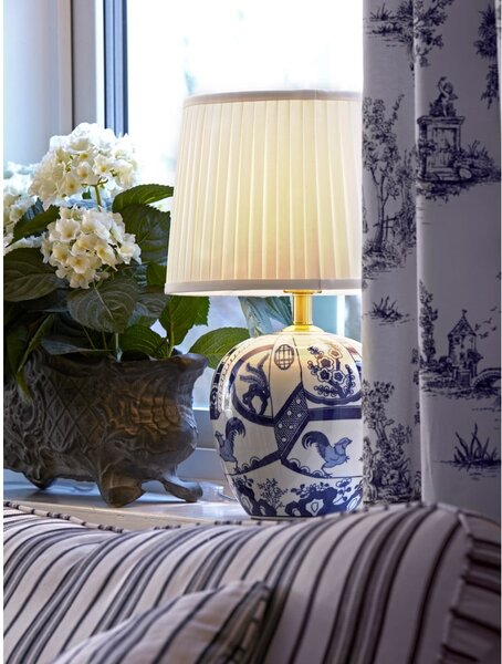 Niebiesko-biała duża lampa stołowa Markslöjd Goteborg, wys. 48 cm