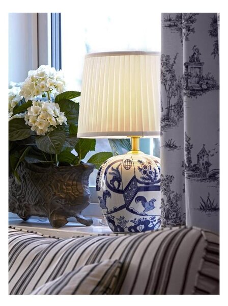 Niebiesko-biała lampa stołowa Markslöjd Goteborg, wys. 33 cm