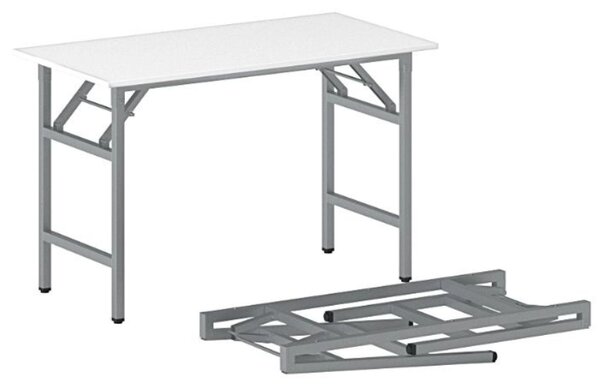 Stół konferencyjny FAST READY, 120x60 cm, szaro-srebrna podstawa, biały