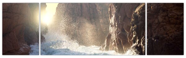 Obraz - Skały i fale oceanu (170x50 cm)