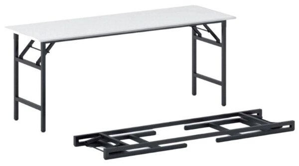 Stół konferencyjny FAST READY, 170x50 cm, czarna podstawa, biały