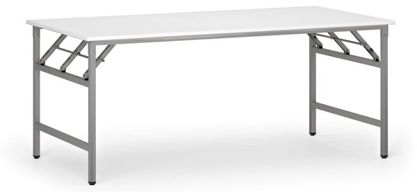 Stół konferencyjny FAST READY, 180x90 cm, szaro-srebrna podstawa, biały