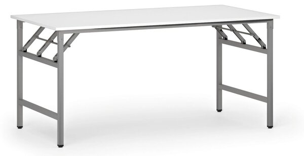 Stół konferencyjny FAST READY, 160x80 cm, szaro-srebrna podstawa, biały