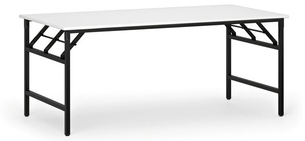 Stół konferencyjny FAST READY, 180x90 cm, czarna podstawa, biały
