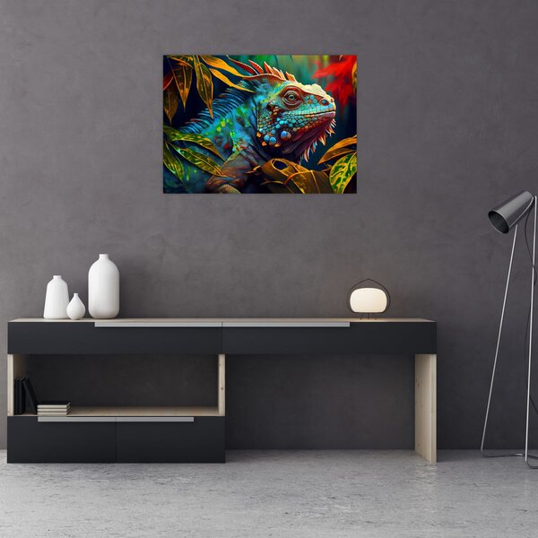 Obraz - Kolorowa iguana (70x50 cm)