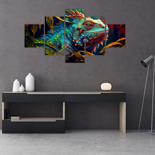 Obraz - Kolorowa iguana (125x70 cm)