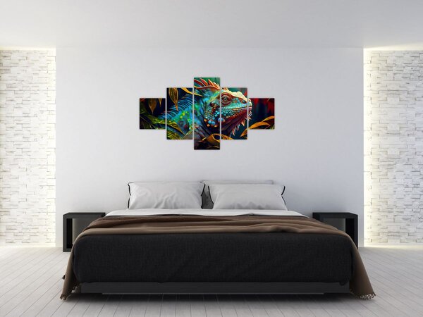 Obraz - Kolorowa iguana (125x70 cm)