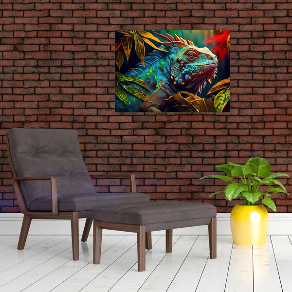Obraz - Kolorowa iguana (70x50 cm)