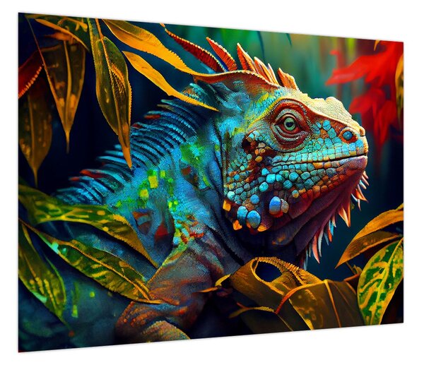 Obraz - Kolorowa iguana (70x50 cm)