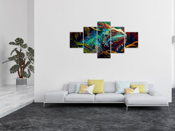 Obraz - Kolorowa iguana (125x70 cm)