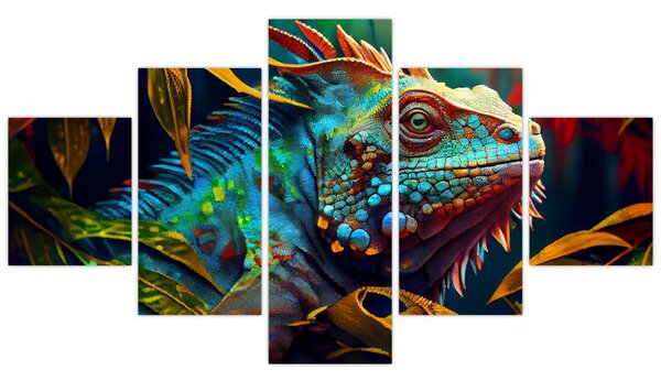 Obraz - Kolorowa iguana (125x70 cm)