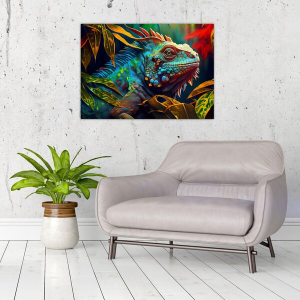 Obraz - Kolorowa iguana (70x50 cm)