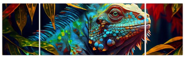 Obraz - Kolorowa iguana (170x50 cm)