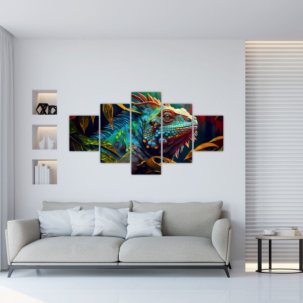 Obraz - Kolorowa iguana (125x70 cm)