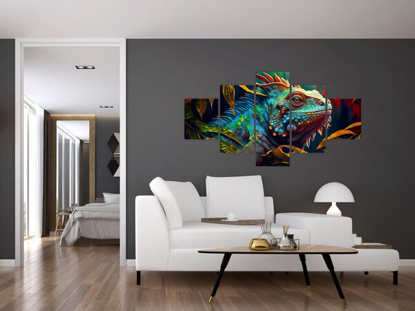 Obraz - Kolorowa iguana (125x70 cm)